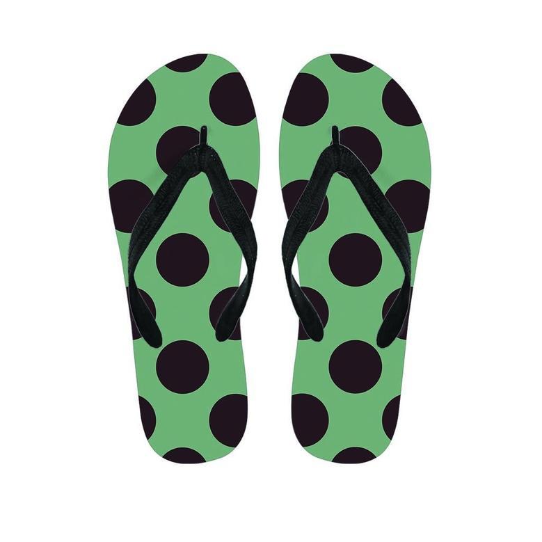 Green And Black Polka Dot Men's Flip Flops