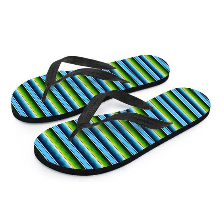 Green And Blue Mexican Baja Men's Flip Flops