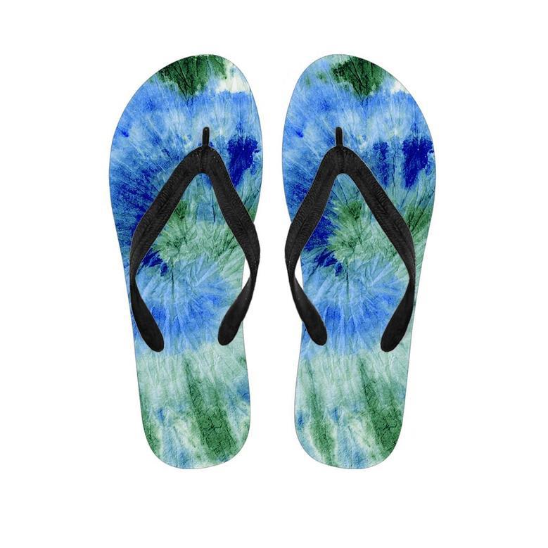 Green And Blue Tie Dye Men's Flip Flops