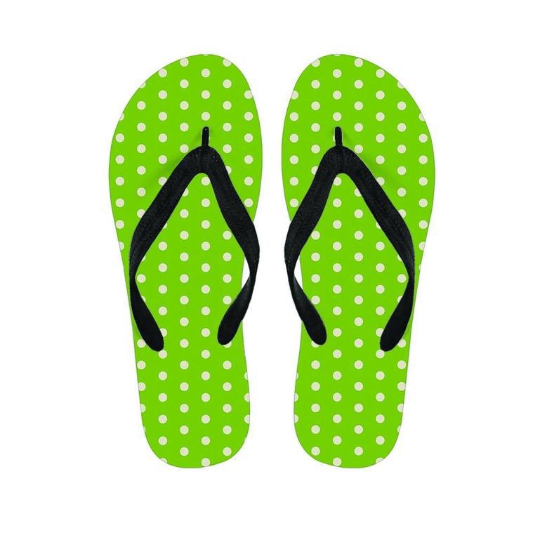 Green And White Polka Dot Men's Flip Flops