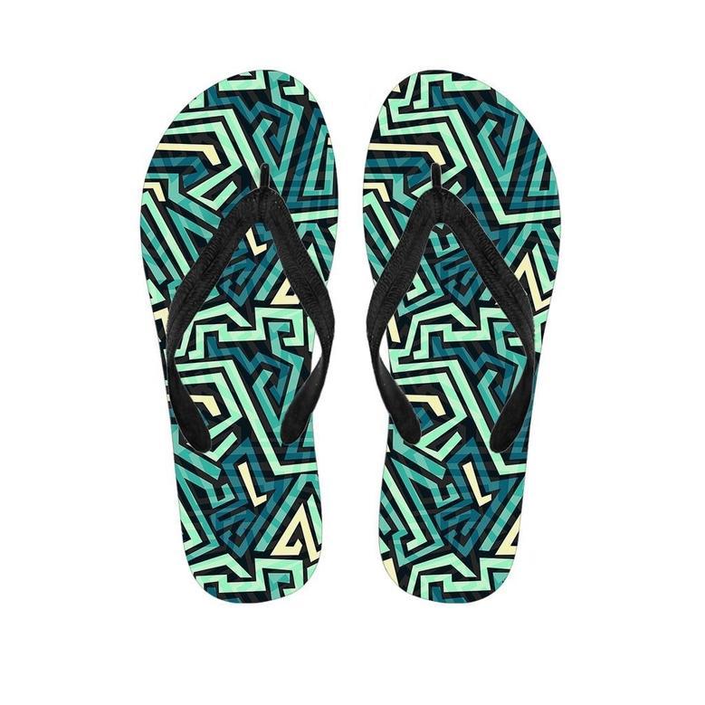 Green Geometric Abstract Men's Flip Flops