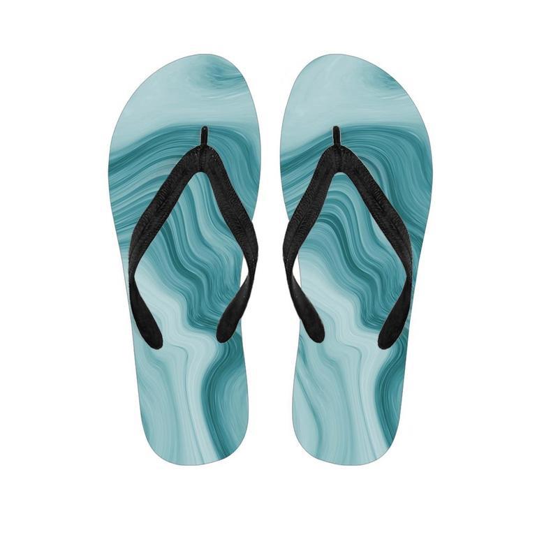 Green Ink Marble Men's Flip Flops