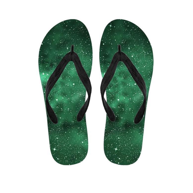 Green Nebula Galaxy Men's Flip Flops