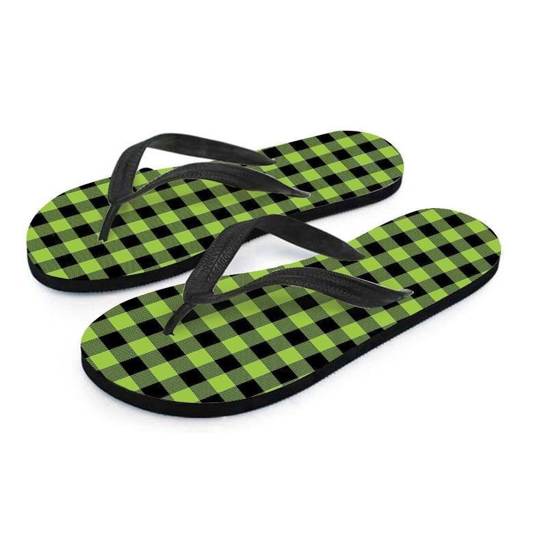 Green Plaid Men's Flip Flops