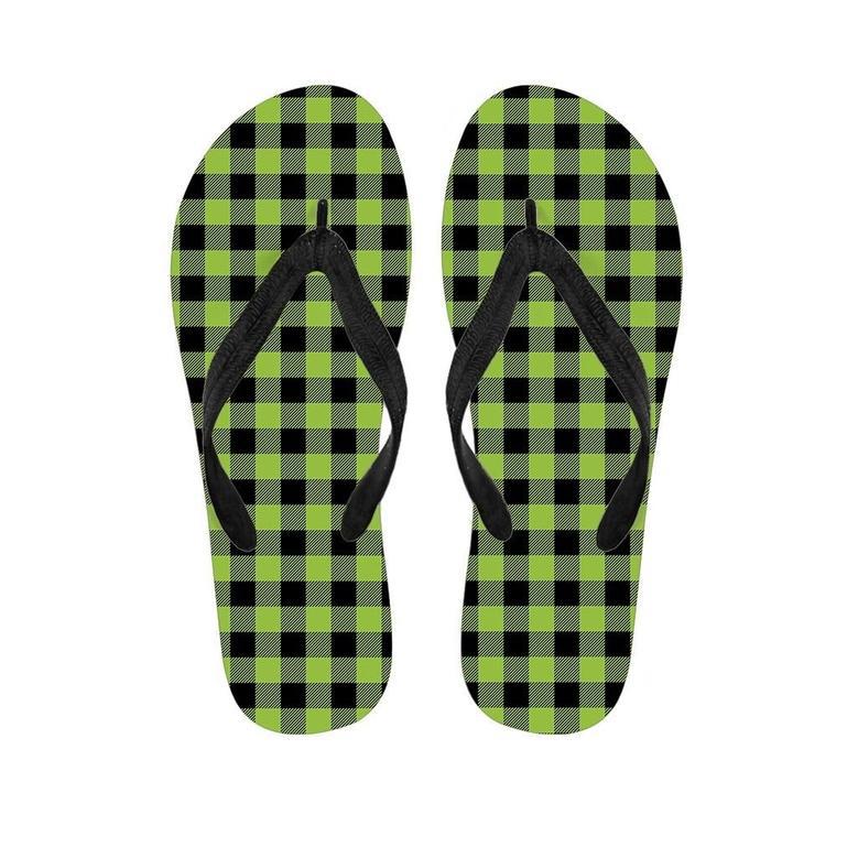 Green Plaid Men's Flip Flops