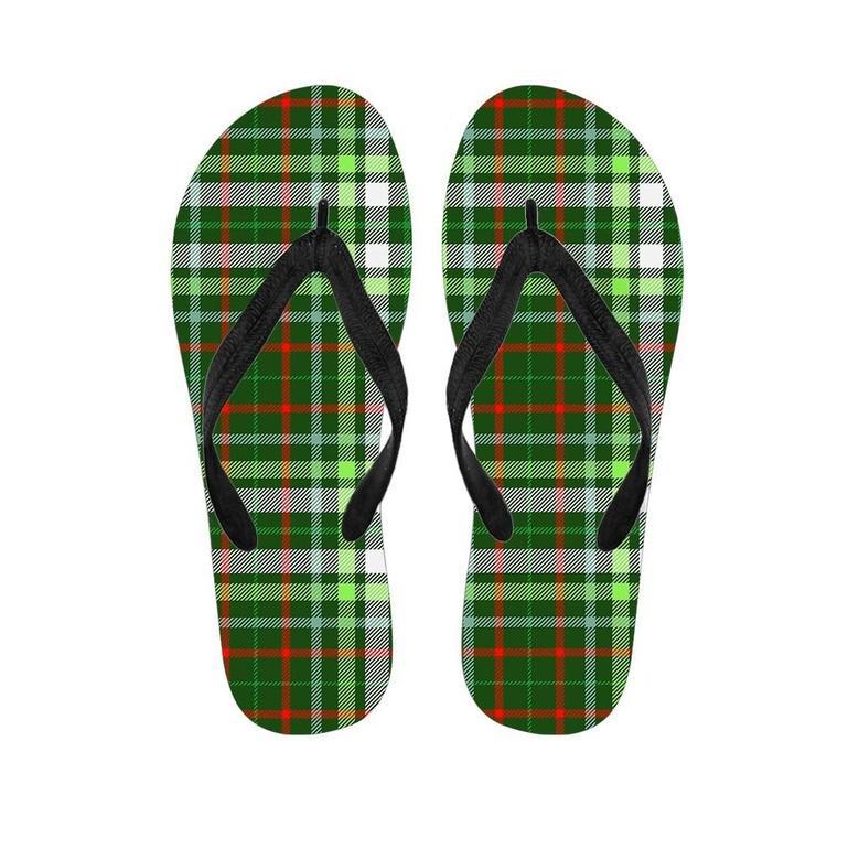 Green Plaid Tartan Men's Flip Flops