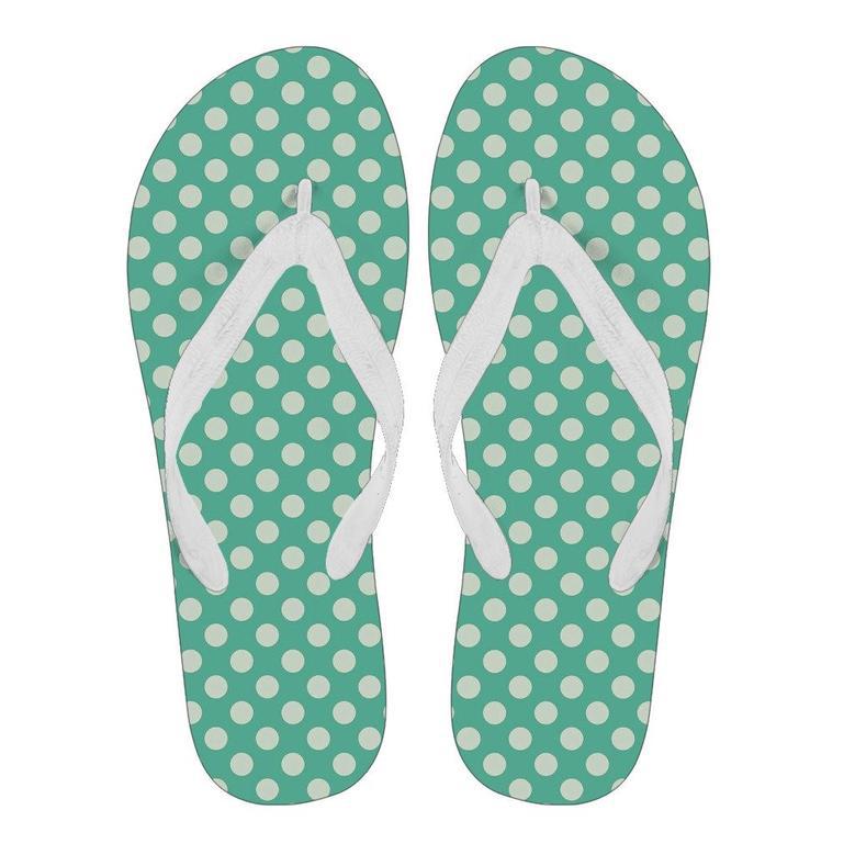 Green White Polka Dot Pattern Print Men & Women Flip Flops