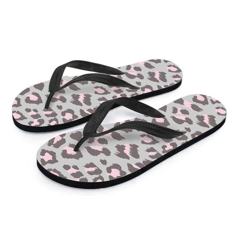 Grey And Pink Leopard Men's Flip Flops