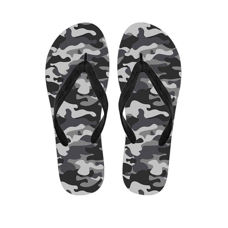 Grey Camouflage Print Men's Flip Flops