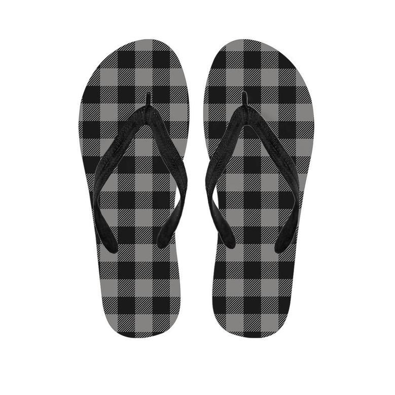 Grey Plaid Men's Flip Flops