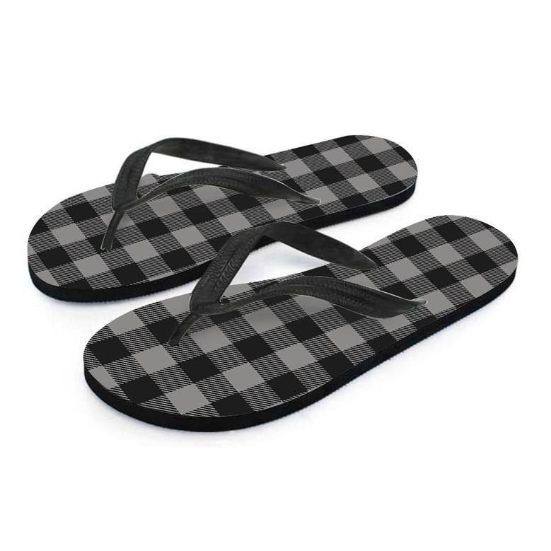 Grey Plaid Men's Flip Flops