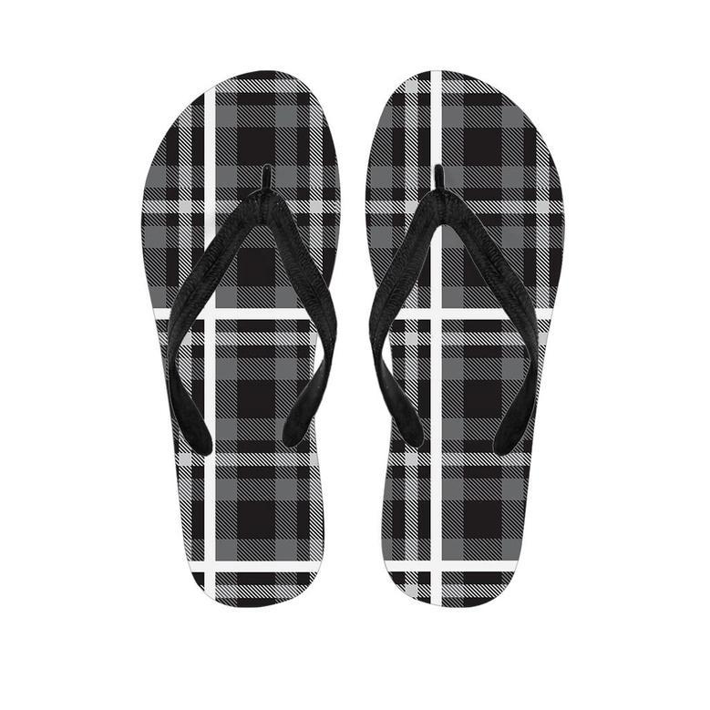 Grey Plaid Tartan Men's Flip Flops