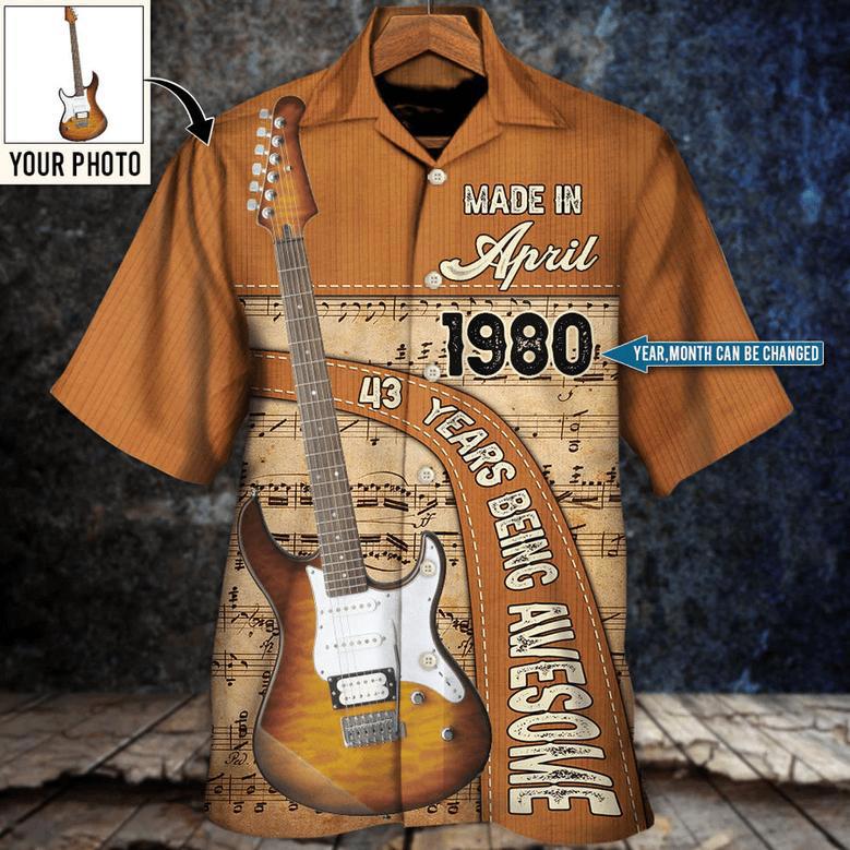 Guitar Lover Years Of Being Awesome Custom Photo Personalized Hawaiian Shirt Personalized Photo Gifts, Custom Photo Gifts, Personalized Gifts Ideas