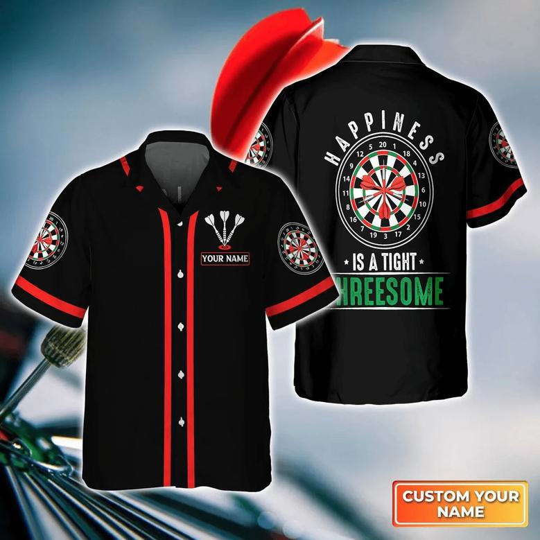 Happiness Is A Tight Threesome Personalized Name Hawaiian Shirt For Darts Player