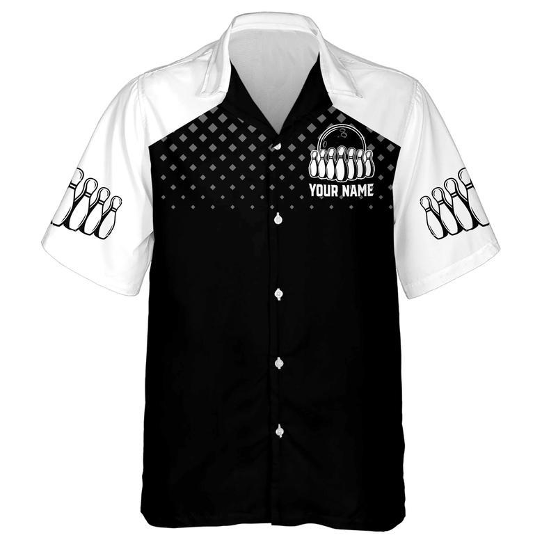 Hawaiian Bowling Shirt Custom Bowling Hawaiian Black White Bowling Shirt For Team