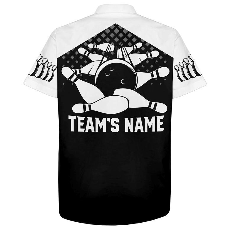 Hawaiian Bowling Shirt Custom Bowling Hawaiian Black White Bowling Shirt For Team