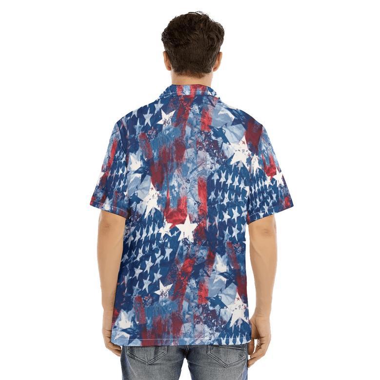 Hawaiian Camp Collar Short Sleeve Button-Down Shirt USA, Hawaiian Shirt For Unisex