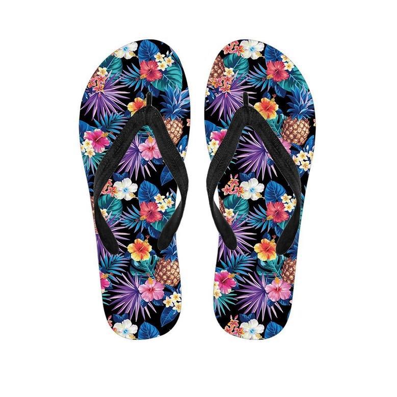 Hawaiian Floral Pineapple Print Men's Flip Flops