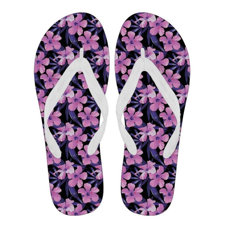 Hibiscus Floral Tropical Hawaiian Flower Palm Leaves Pattern Print Men & Women Flip Flops