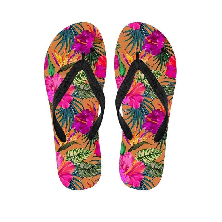 Hibiscus Flower Hawaiian Yellow Print Men's Flip Flops