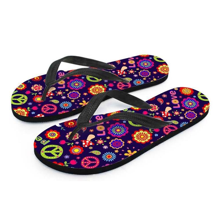 Hippie Floral Men's Flip Flops