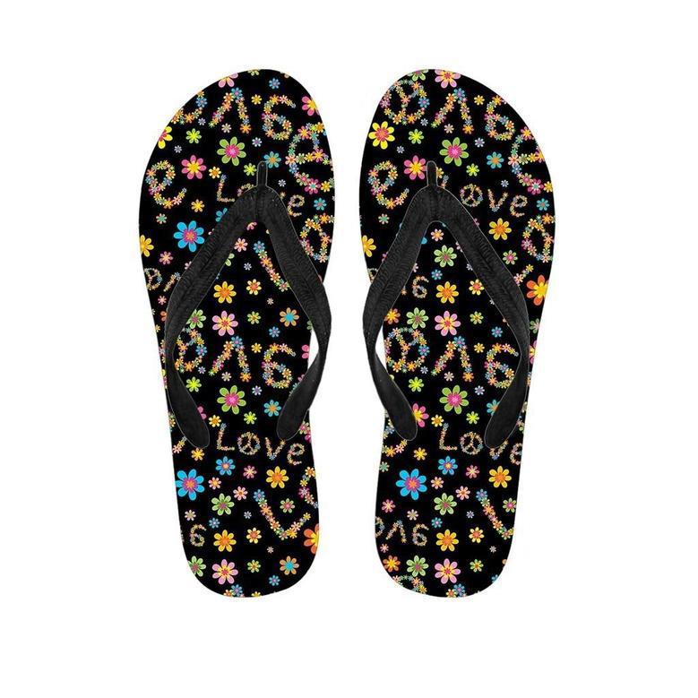 Hippie Love Floral Men's Flip Flops