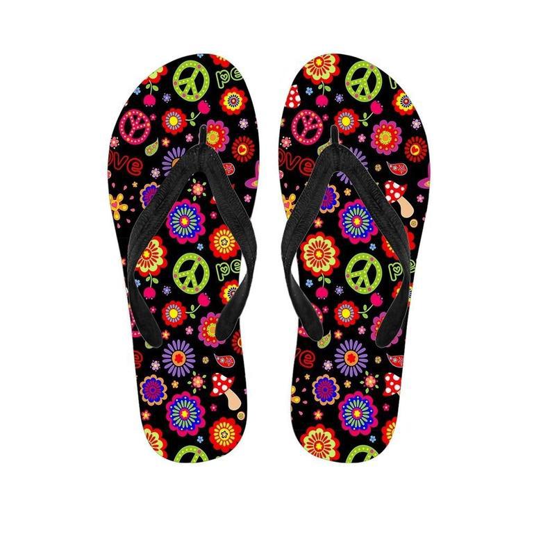 Hippie Peace Print Men's Flip Flops