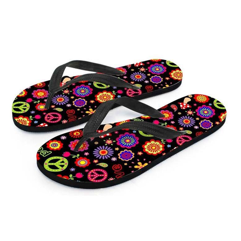 Hippie Peace Print Men's Flip Flops