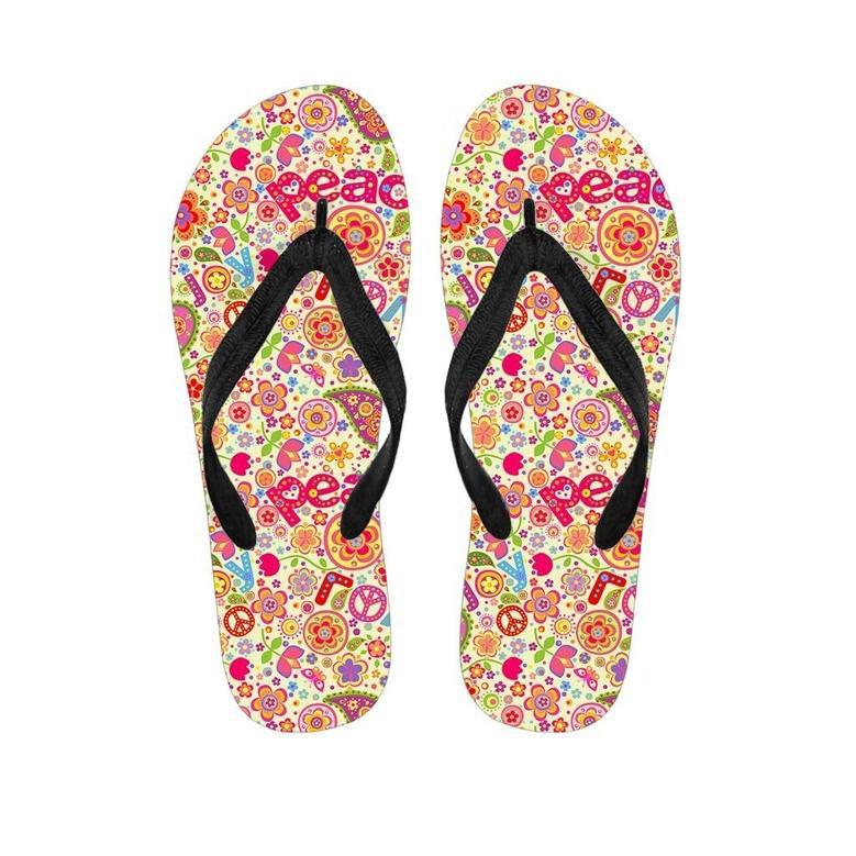 Hippie White Peace Men's Flip Flops