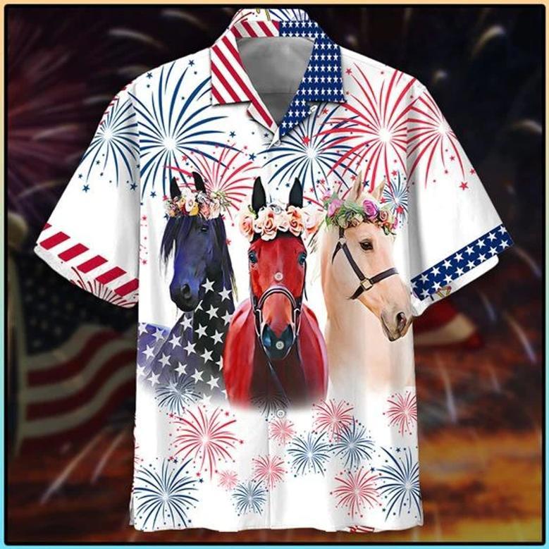 Hourse Hawaiian Shirt, Hourse Independence Day Hawaiian Shirts, Gift For Horse Lovers