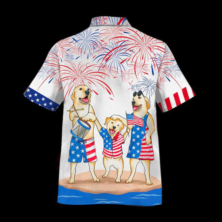 Labrador Family Hawaiian Shirt For Independence Day, Funny Dog Hawaii Beach Shirt, Cool Of July Present