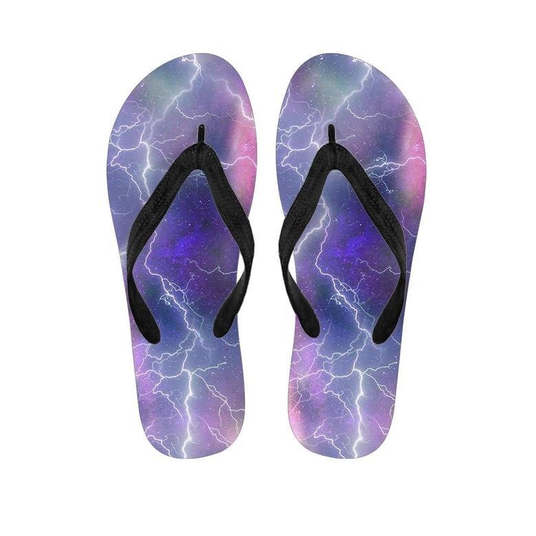 Lightning Aurora Galaxy Space Men's Flip Flops