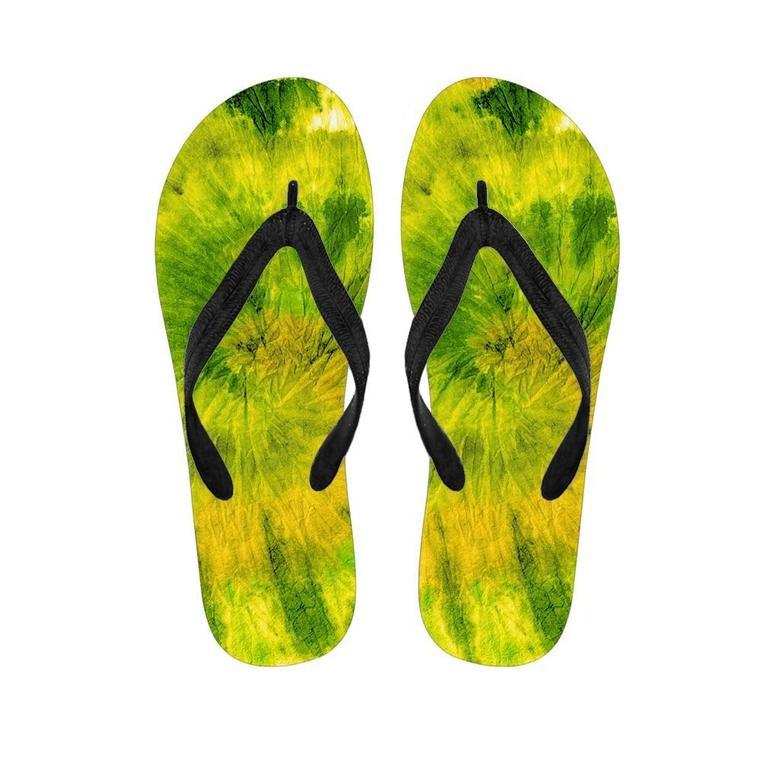 Lime Green Tie Dye Men's Flip Flops