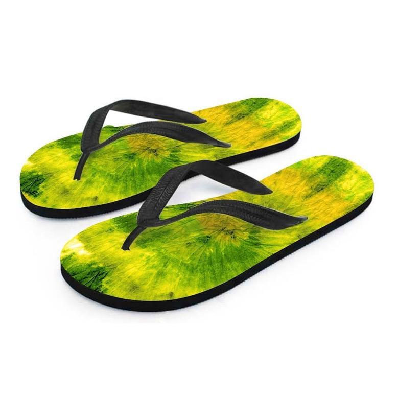 Lime Green Tie Dye Men's Flip Flops