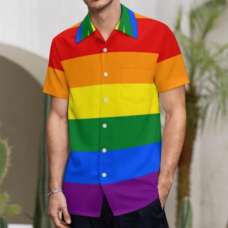 Love Equality Rainbow Flag Lgbt Lesbian Gay Pride Hawaiian Vintage Shirt Mens Button Down Tropical Hawaii Beach Shirts