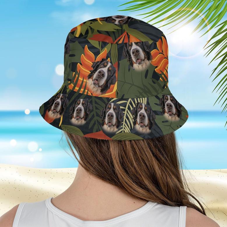 Lush Mosh Hawaiian Custom Dog Photo Bucket Hat for Men, Women, Dog Mom, Dog Cat