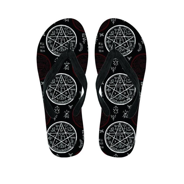 Magic Pentagram Gothic Witch Men's Flip Flops