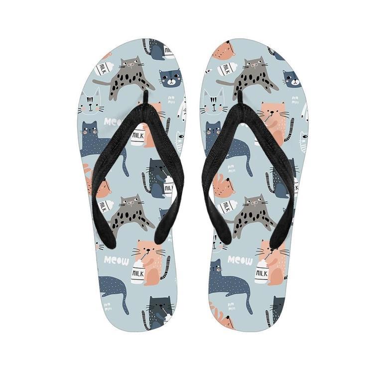 Meow Meow Cat Print Men's Flip Flops