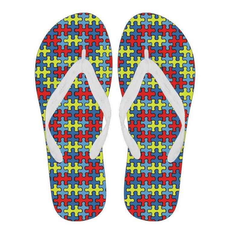 Merchandise Autism Awareness Pattern Print Men & Women Flip Flops