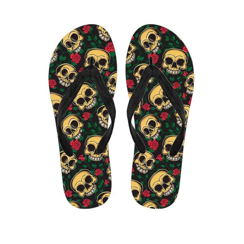 Mexican Rose Skull Men's Flip Flops