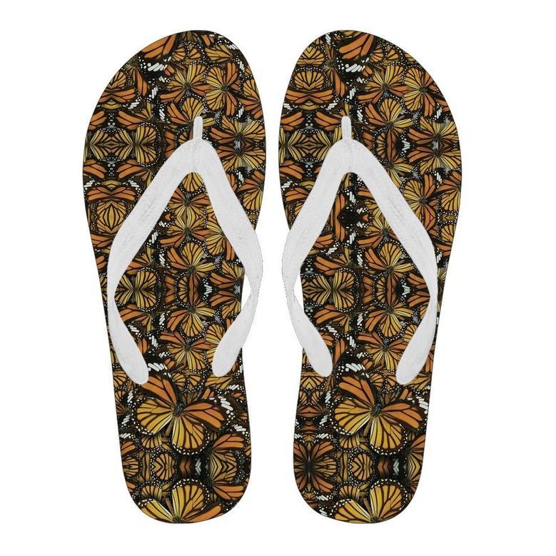 Monarch Butterfly Pattern Print Men & Women Flip Flops