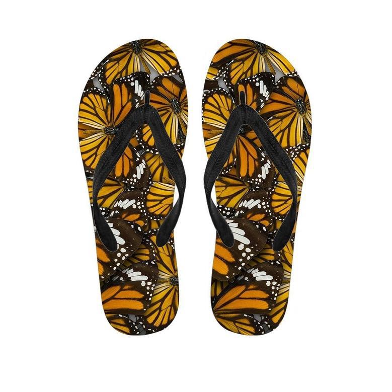 Monarch Butterfly Pattern Print Men's Flip Flops