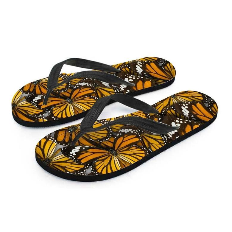 Monarch Butterfly Pattern Print Men's Flip Flops