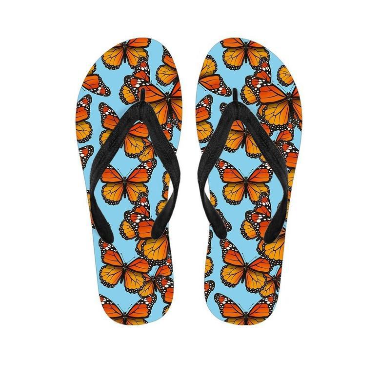 Monarch Butterfly Print Men's Flip Flops