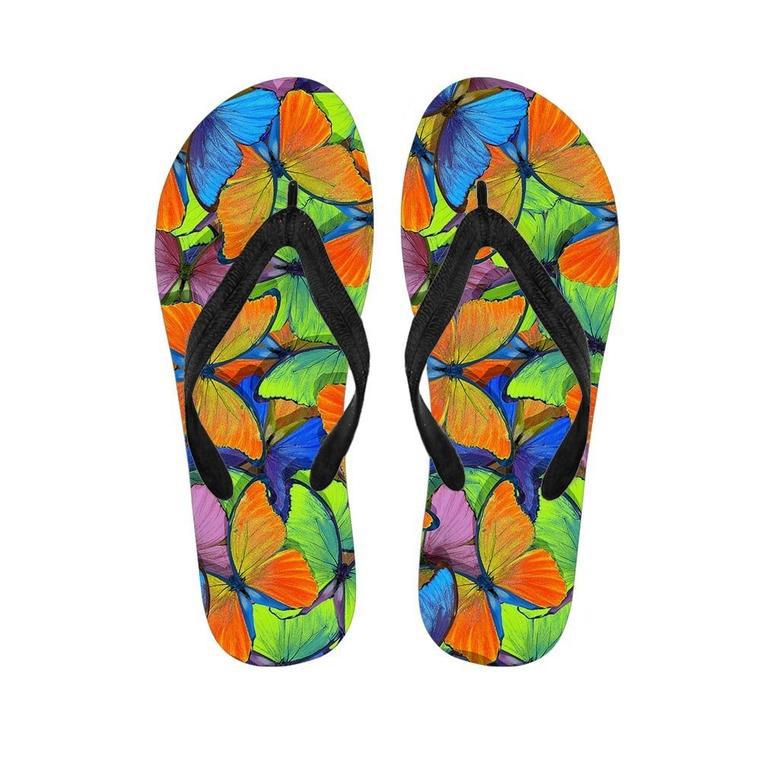 Multicolor Butterfly Print Men's Flip Flops