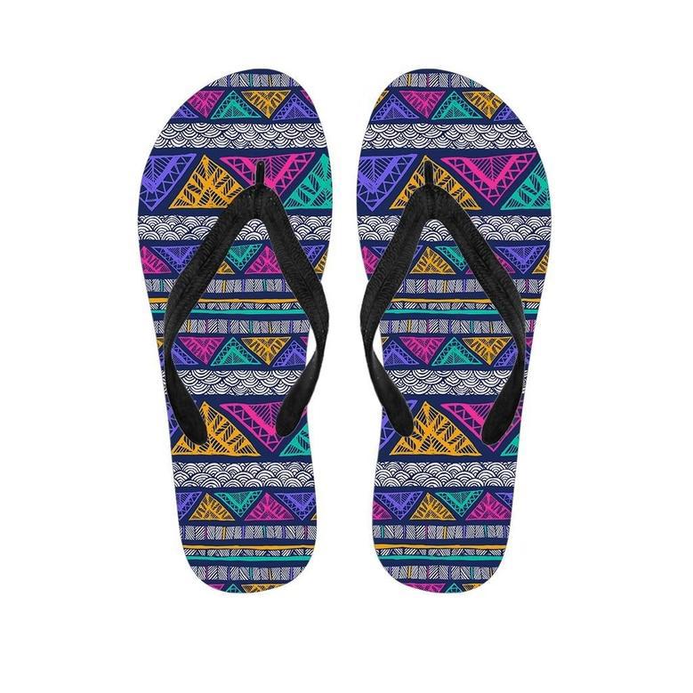 Multicolor Native Aztec Abstract Doodle Men's Flip Flops