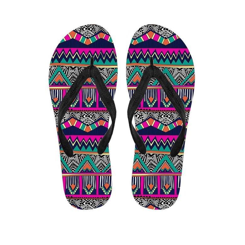 Multicolor Native Aztec Doodle Abstract Men's Flip Flops