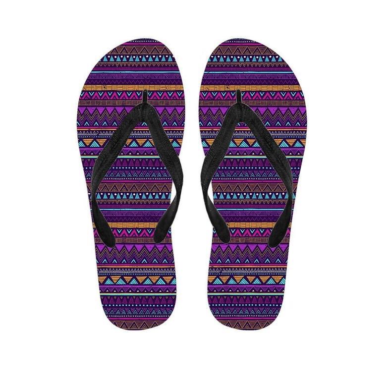 Multicolor Native Aztec Doodle Striped Men's Flip Flops