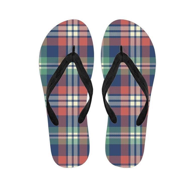 Multicolor Plaid Tartan Men's Flip Flops