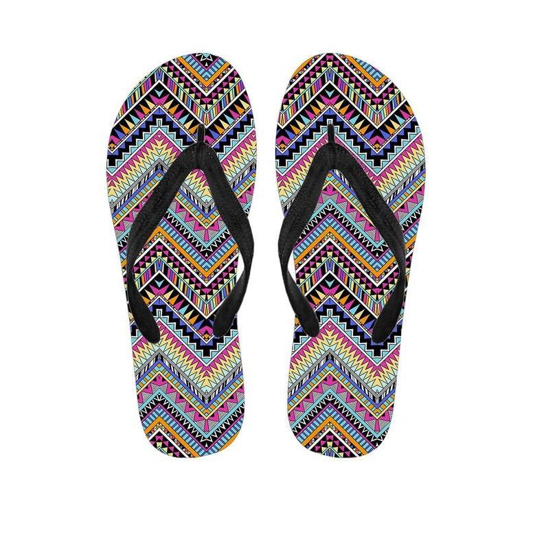 Multicolor Zigzag Indian Aztec Men's Flip Flops